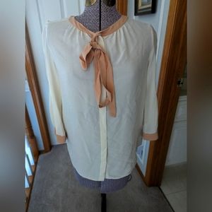 Babaton cream and taupe silk blouse xs